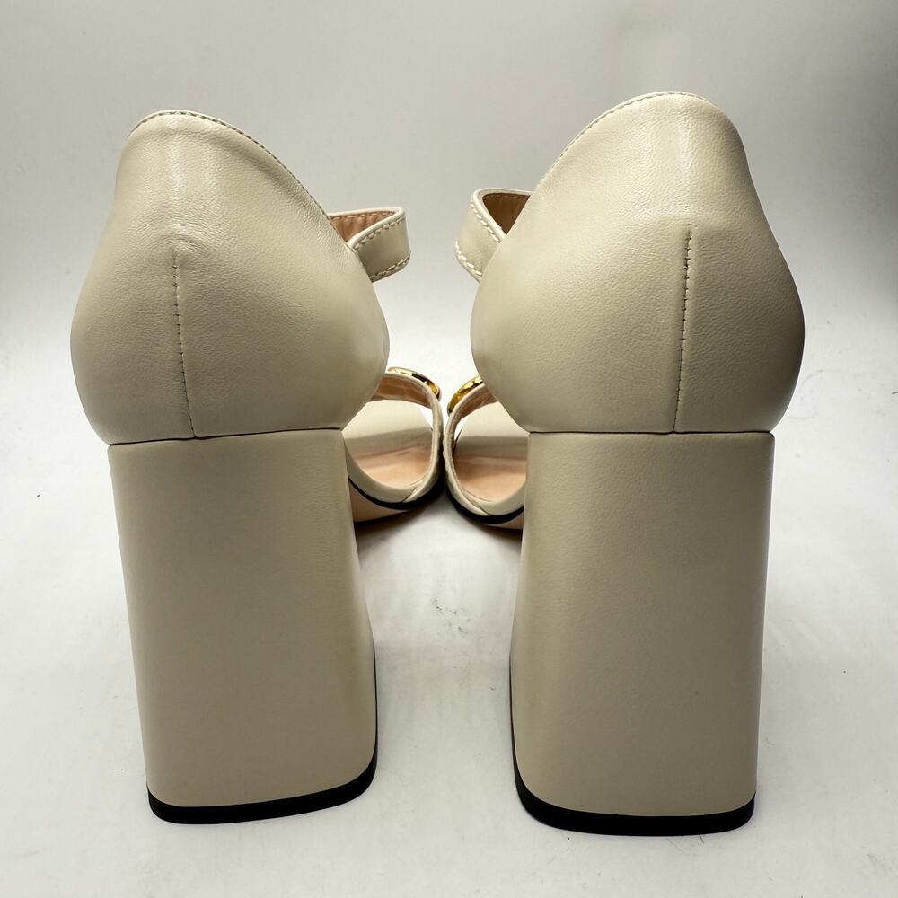 Gucci Charlotte 95 Horsebit Embellished Leather Sandals Nappa White EU 40/US 10 - Picture 8 of 14